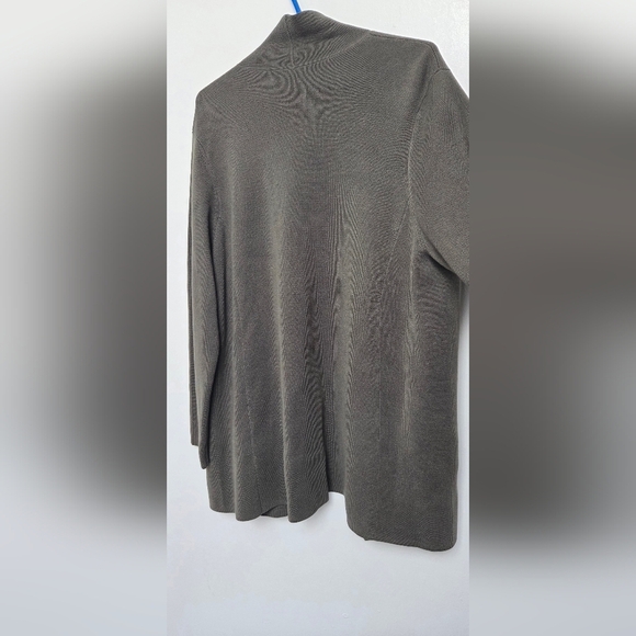 Eileen Fisher Silk Blend  Women's Sz XL Army Green Open Cardigan Barn  Jacket - Picture 6 of 9